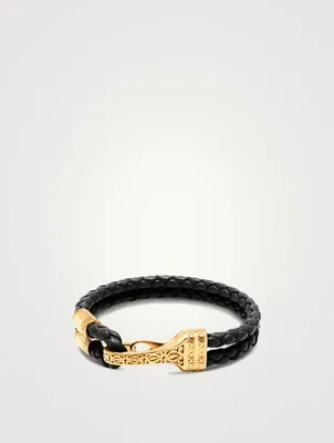 Leather Bracelet With Gold Bali Clasp
