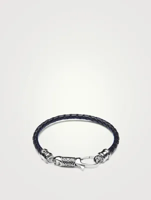 Leather Bracelet With Silver Hook Clasp