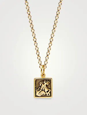 Gold Saint George and The Dragon Pendant Necklace
