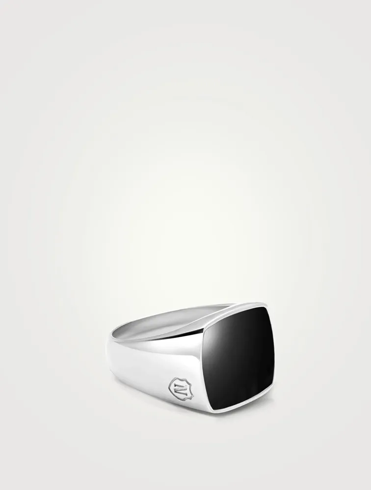 Silver Cocktail Ring With Onyx