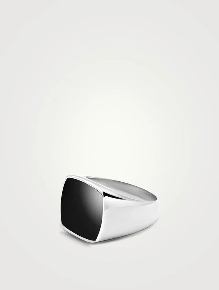 Silver Cocktail Ring With Onyx