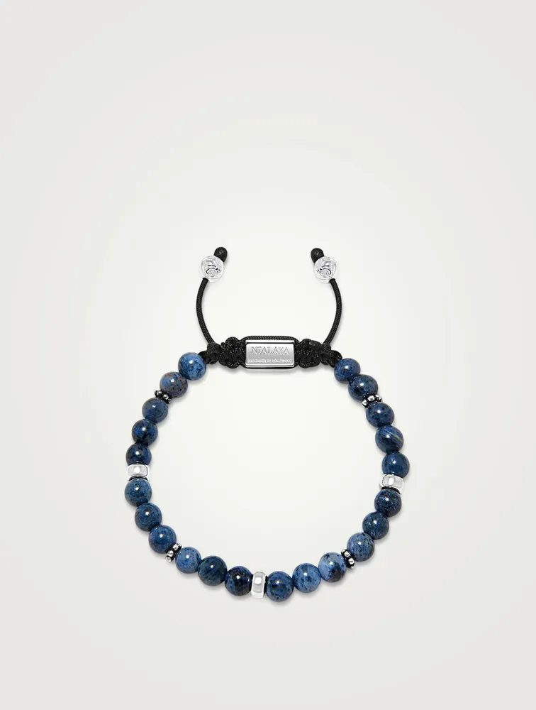 Beaded Bracelet With Blue Dumorterite And Silver