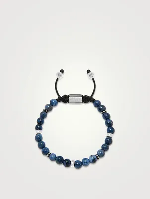 Beaded Bracelet With Blue Dumorterite And Silver