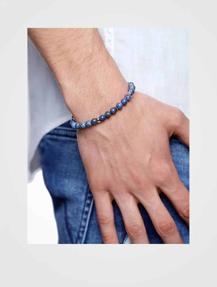 Beaded Bracelet With Blue Dumorterite And Silver