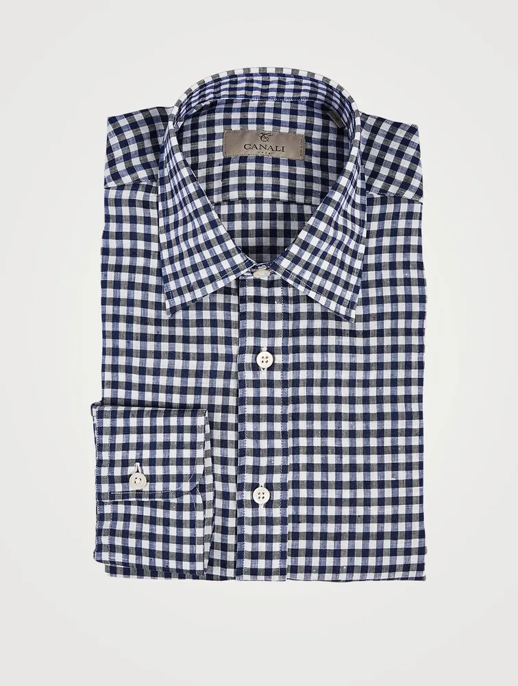 Linen Shirt Gingham Print