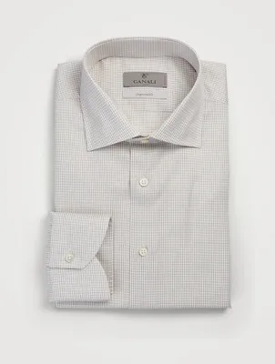 Cotton And Linen Shirt Grid Print