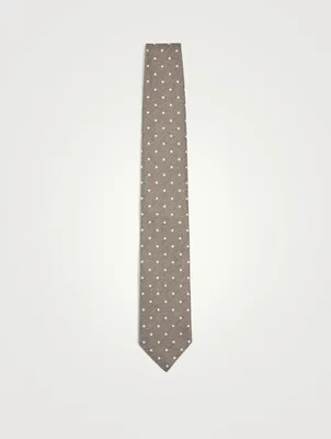 Silk Jacquard Tie In Dot Print