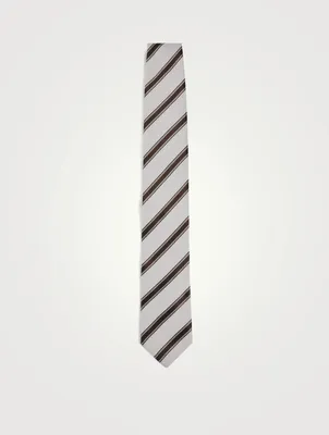 Silk Jacquard Tie In Striped Print