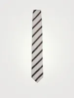 Silk Jacquard Tie In Striped Print