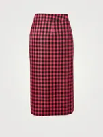 Buttoned Midi Skirt Gingham Print