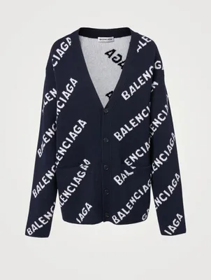 Wool Cardigan Logo Print