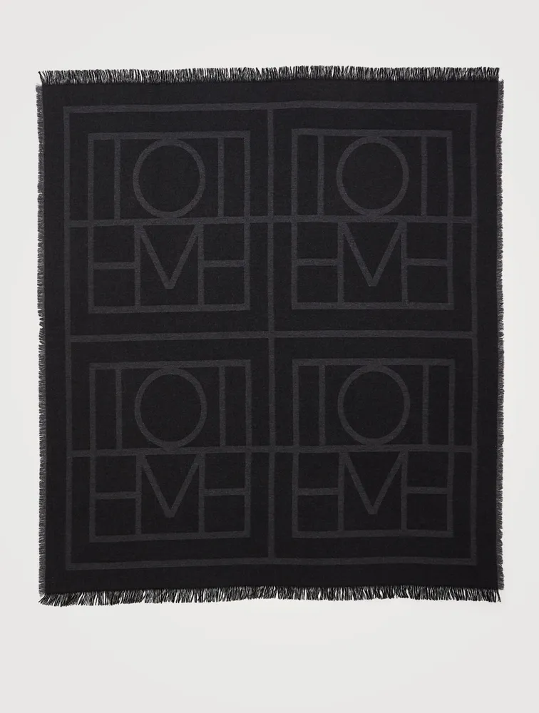Como Wool And Cashmere Monogram Blanket Scarf