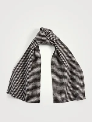 Double Wool And Cashmere Scarf In Houndstooth