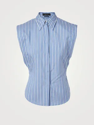 Enza Silk Sleeveless Shirt Striped Print