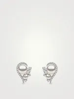 Trend 18K White Gold Pearl Cluster Earrings With Diamonds