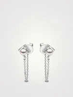 Trend 18K Gold Pearl Chain Drop Earrings With Diamonds