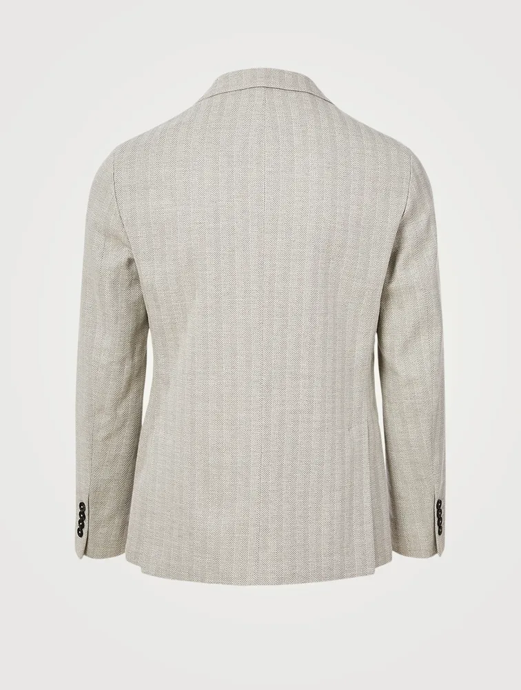 Cotton-Blend Jacket Herringbone Print