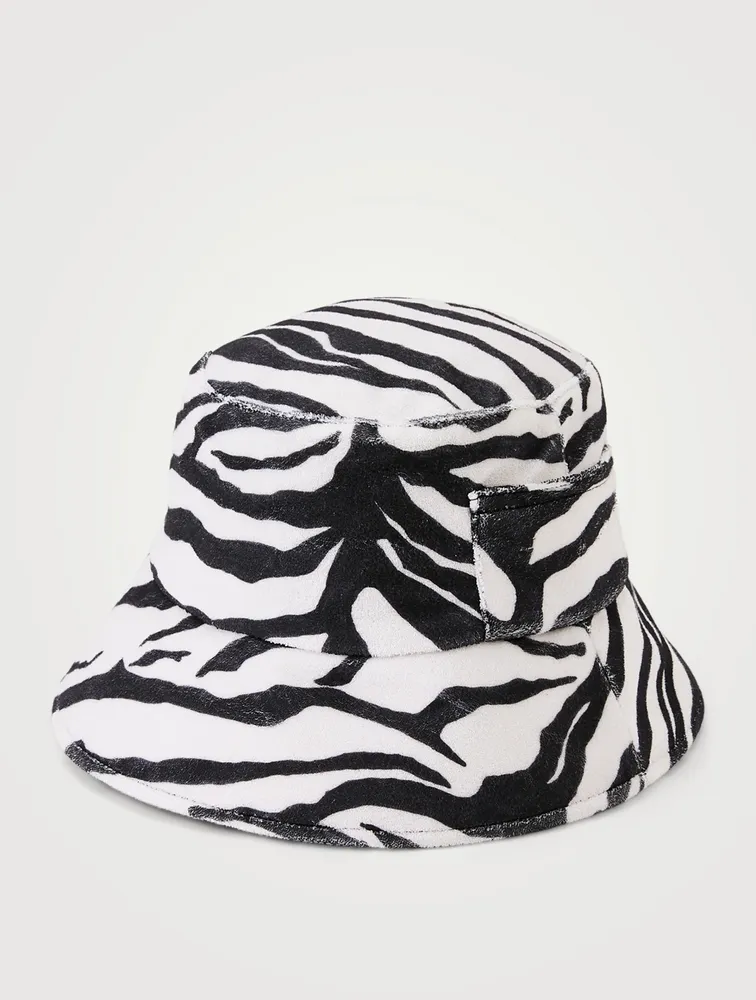 Wave Terry Bucket Hat Zebra Print