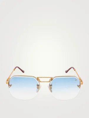 CEO Bevel Drill Mount Aviator Sunglasses