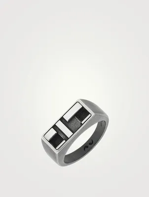De Stijl Oxidized And Polished Silver Ring