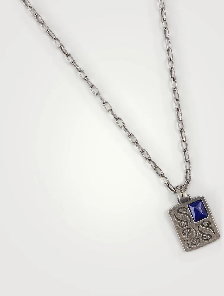 Ara Silver Pendant Necklace With Lapis Lazuli