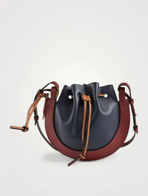 Small Horseshoe Leather Bucket Bag