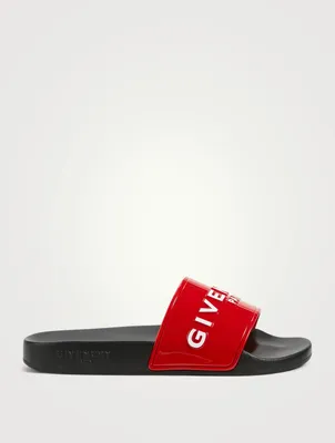 Glossy Rubber Logo Slide Sandals
