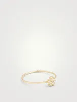 Mini 18K Gold Flower Ring With Diamonds