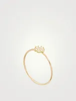 Mini 18K Gold Flower Ring With Diamonds