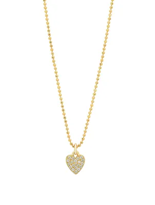 Mini 18K Gold Heart Necklace With Diamonds