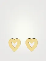 Mini 18K Gold Open Heart Stud Earrings