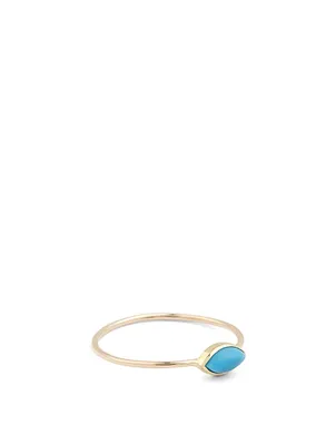 18K Gold Turquoise Marquise Ring