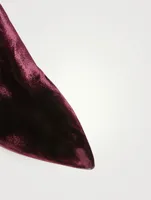 Velvet Heeled Ankle Boots With Crystal Buckle