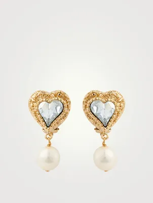24K Goldplated Eden Love Earrings With Crystal And Pearl