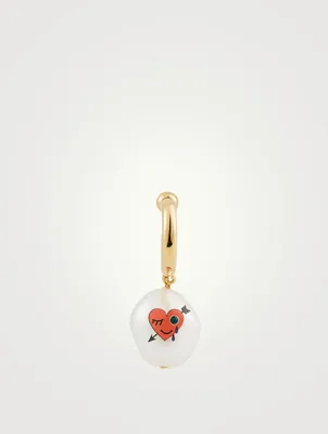 24K Goldplated Heart Cotton Candy Earring With Crystal And Pearl