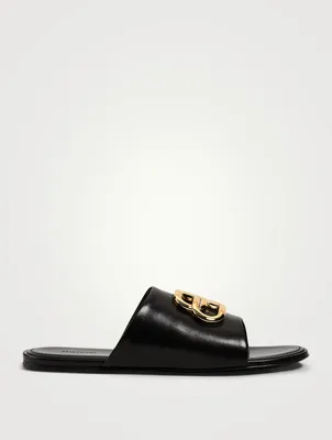 Oval BB Leather Slide Sandals