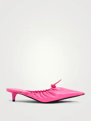 Scrunch Knife Leather Kitten Heel Mules