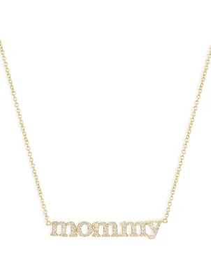 18K Gold Mommy Necklace With Diamonds