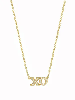 18K Gold XO Necklace With Diamonds
