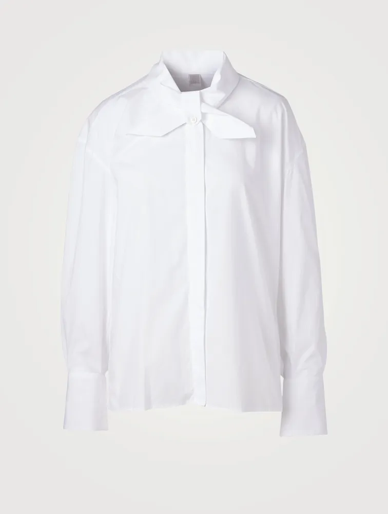 Cotton Oversized Shirt With Neck Tie