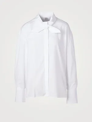Cotton Oversized Shirt With Neck Tie