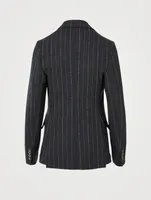 Wool Stretch Blazer Striped Print