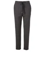 Wool Stretch Jogger Pants Striped Print