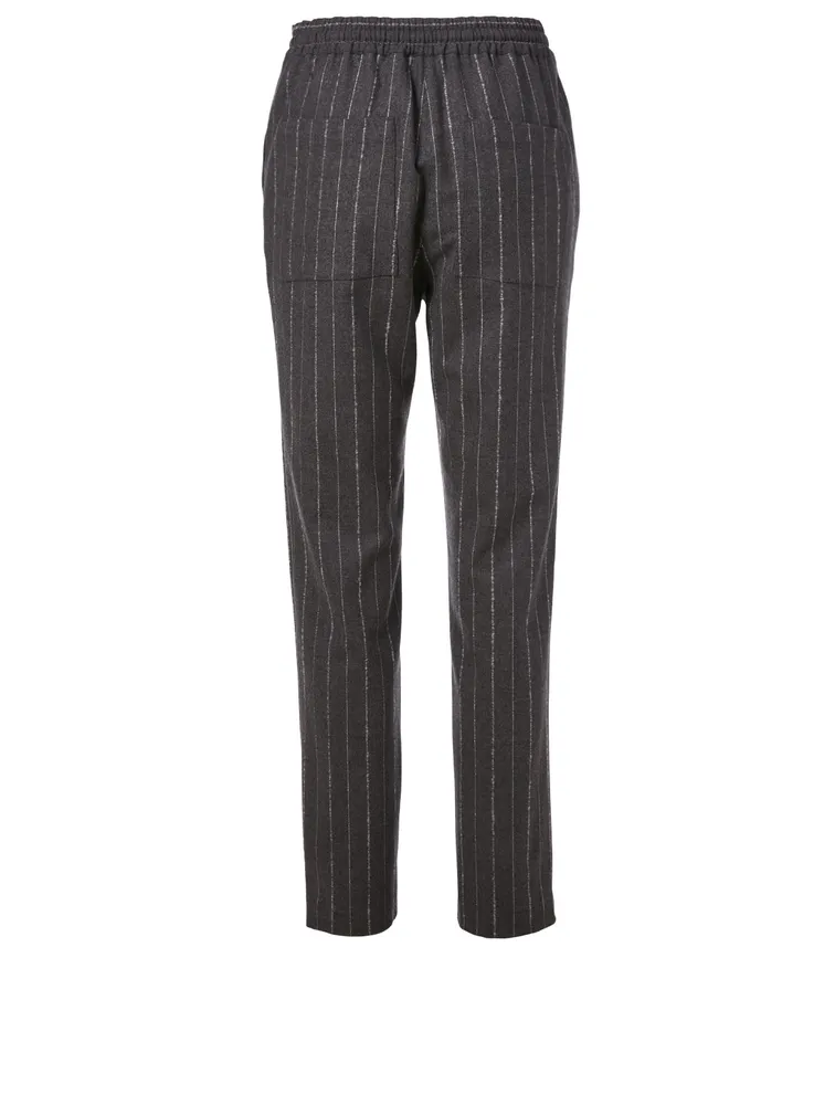 Wool Stretch Jogger Pants Striped Print