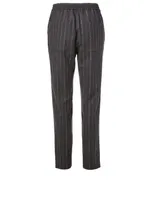 Wool Stretch Jogger Pants Striped Print