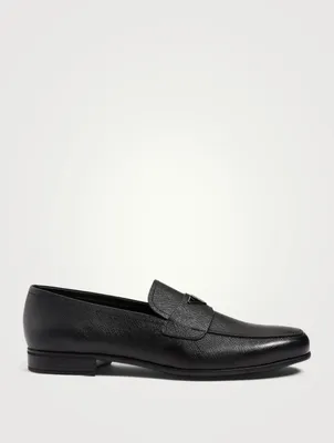 Saffiano Leather Loafers With Triangle Logo
