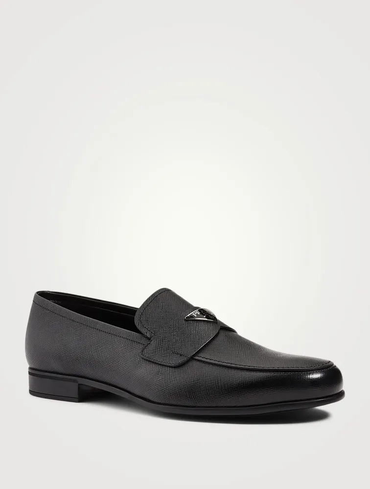 Saffiano Leather Loafers With Triangle Logo