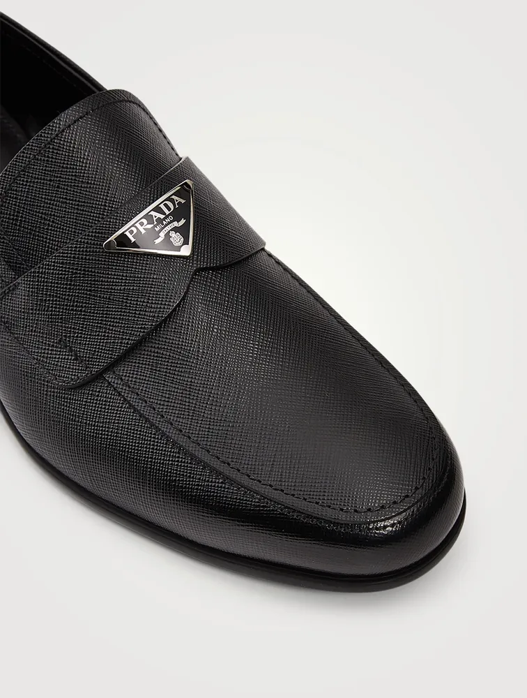 Saffiano Leather Loafers With Triangle Logo