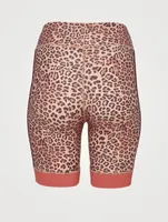 High-Waisted Spin Shorts Leopard Print