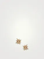 Micro Aztec 14K Gold Starburst Stud Earrings With Topaz